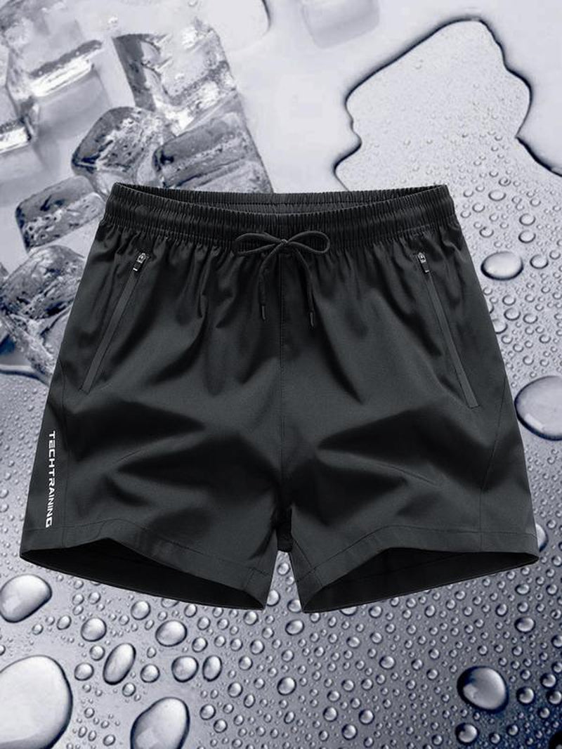 Men'S Letter Print Quick Drying Swim Shorts, Regular Fit Casual Comfy Breathable Swim Shorts for Summer Outdoor, Men'S Swimwear for Beach Swimming